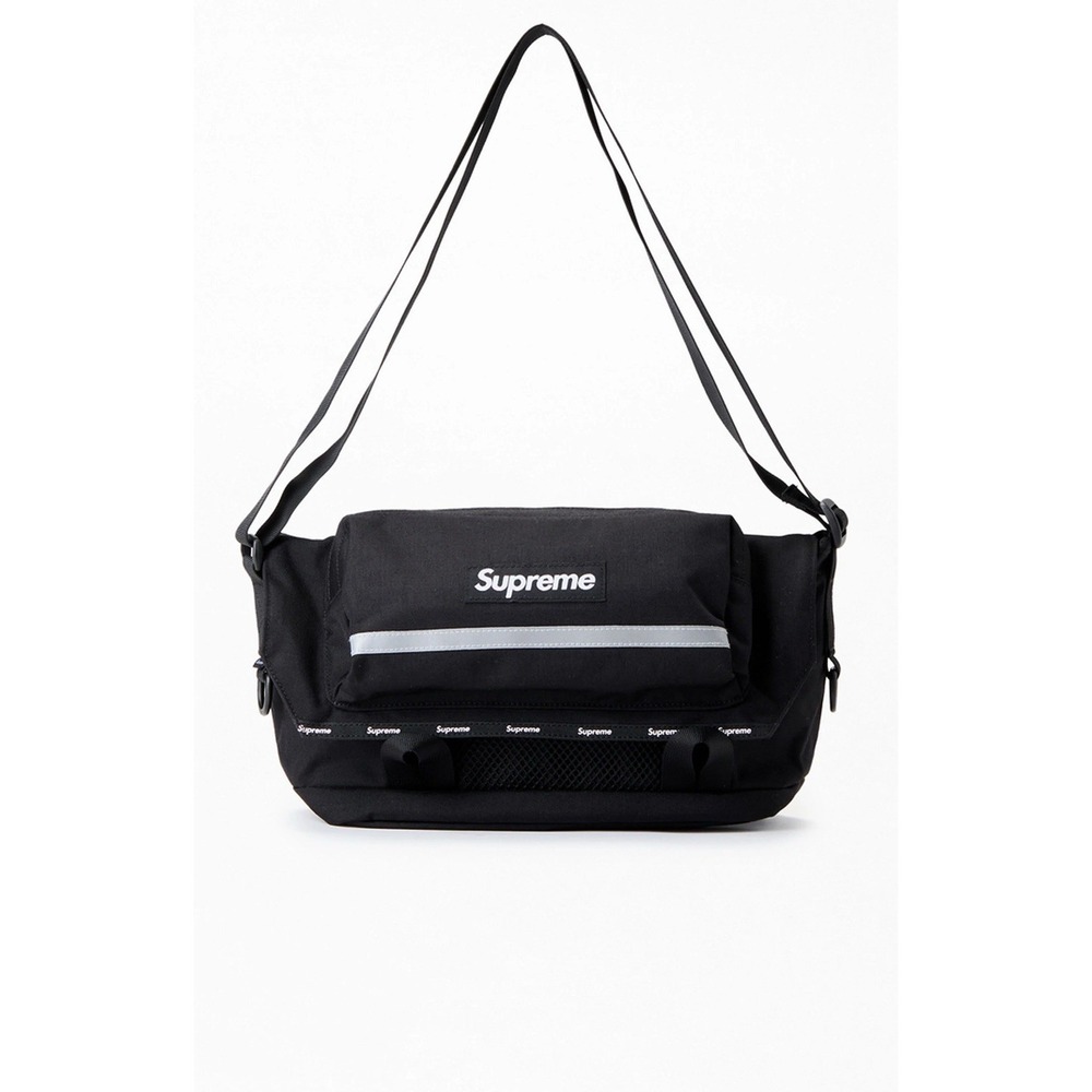 Supreme Raindrop Black Messenger Bag FW24 NWT Reflective Stripe